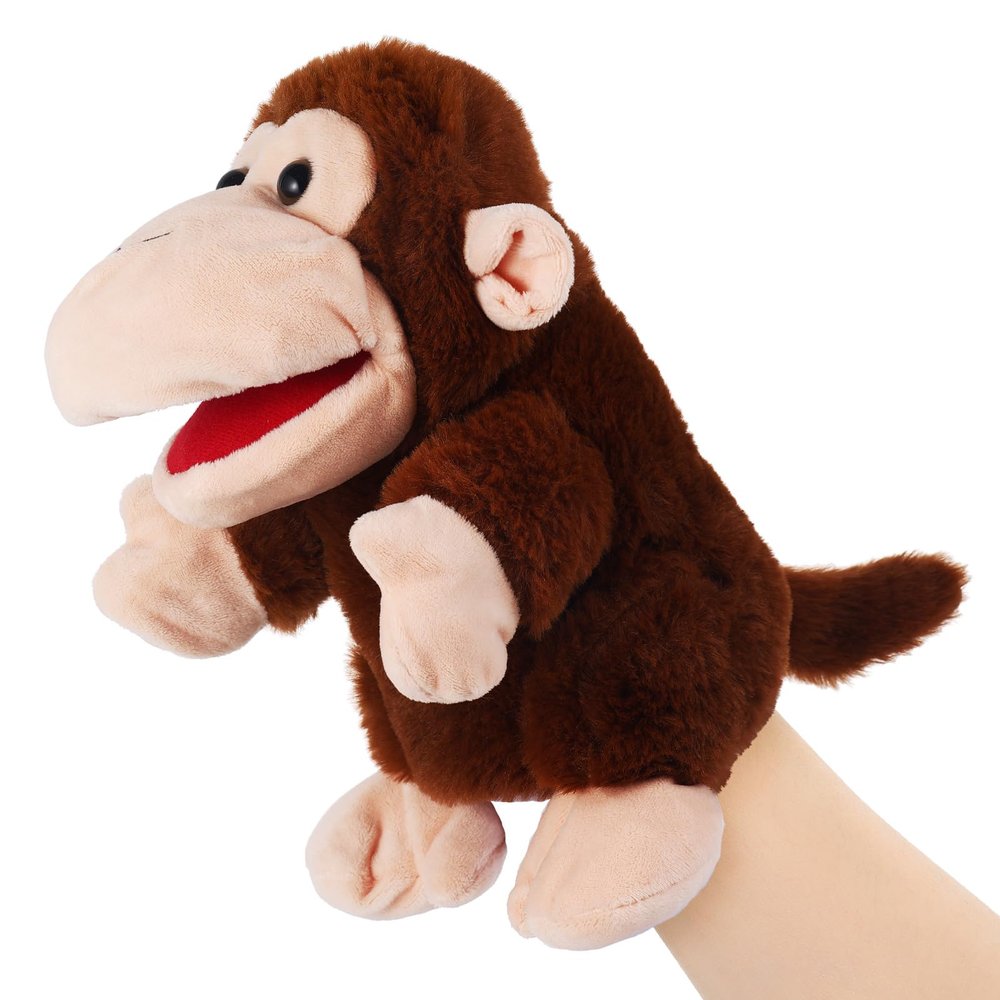 Animal Hand Puppets 11 Inch Sea Turtle Plush Dinosaur Animals Hand Puppet Toys Role-Play Toy Puppets for Kids Storytelling Imaginative Pretend Play Teaching Preschool(Monkey)