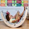 Kidodido Climbing Arch with Pillow | Montessori Wooden Rocker Arch | Rocker with Ramp & Pillow | Wooden Climbing Arch with Cushion | Indoor Montessori Playground Set (Dino) view 3