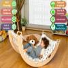 Kidodido Climbing Arch with Pillow | Montessori Wooden Rocker Arch | Rocker with Ramp & Pillow | Wooden Climbing Arch with Cushion | Indoor Montessori Playground Set (Star) view 3