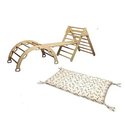 Montessori Wooden Climbing Set | Wooden Montessori Set | Climbing Set with Ramp & Cushion| Montessori Rocker for Kids with Pillow | Montessori Playground Climbing Set with Ladder Ramp (Origami)