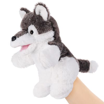 Animal Hand Puppets 11 Inch Sea Turtle Plush Dinosaur Animals Hand Puppet Toys Role-Play Toy Puppets for Kids Storytelling Imaginative Pretend Play Teaching Preschool(Wolf)