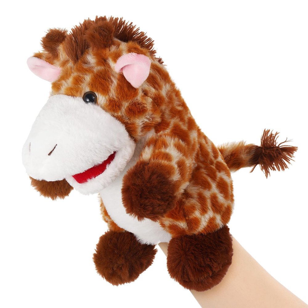 Animal Hand Puppets 11 Inch Sea Turtle Plush Dinosaur Animals Hand Puppet Toys Role-Play Toy Puppets for Kids Storytelling Imaginative Pretend Play Teaching Preschool(Giraffe)