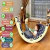 Kidodido Wooden Climbing Arch | Montessori Rocker with Ladder Ramp & Pillow | Wooden Rocker Arch | Climbing Arch with Cushion | Indoor Montessori Playground Set (Jungle) view 2