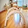 Kidodido Wooden Climbing Arch | Montessori Rocker with Ladder Ramp & Pillow | Wooden Rocker Arch | Climbing Arch with Cushion | Indoor Montessori Playground Set (Jungle) view 3