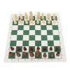 Chess Board Game Set PU Leather Chess Board Wooden Chess Pieces Portable Chess Set with Storage Bag (Green) view 1