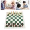 Chess Board Game Set PU Leather Chess Board Wooden Chess Pieces Portable Chess Set with Storage Bag (Green) view 3
