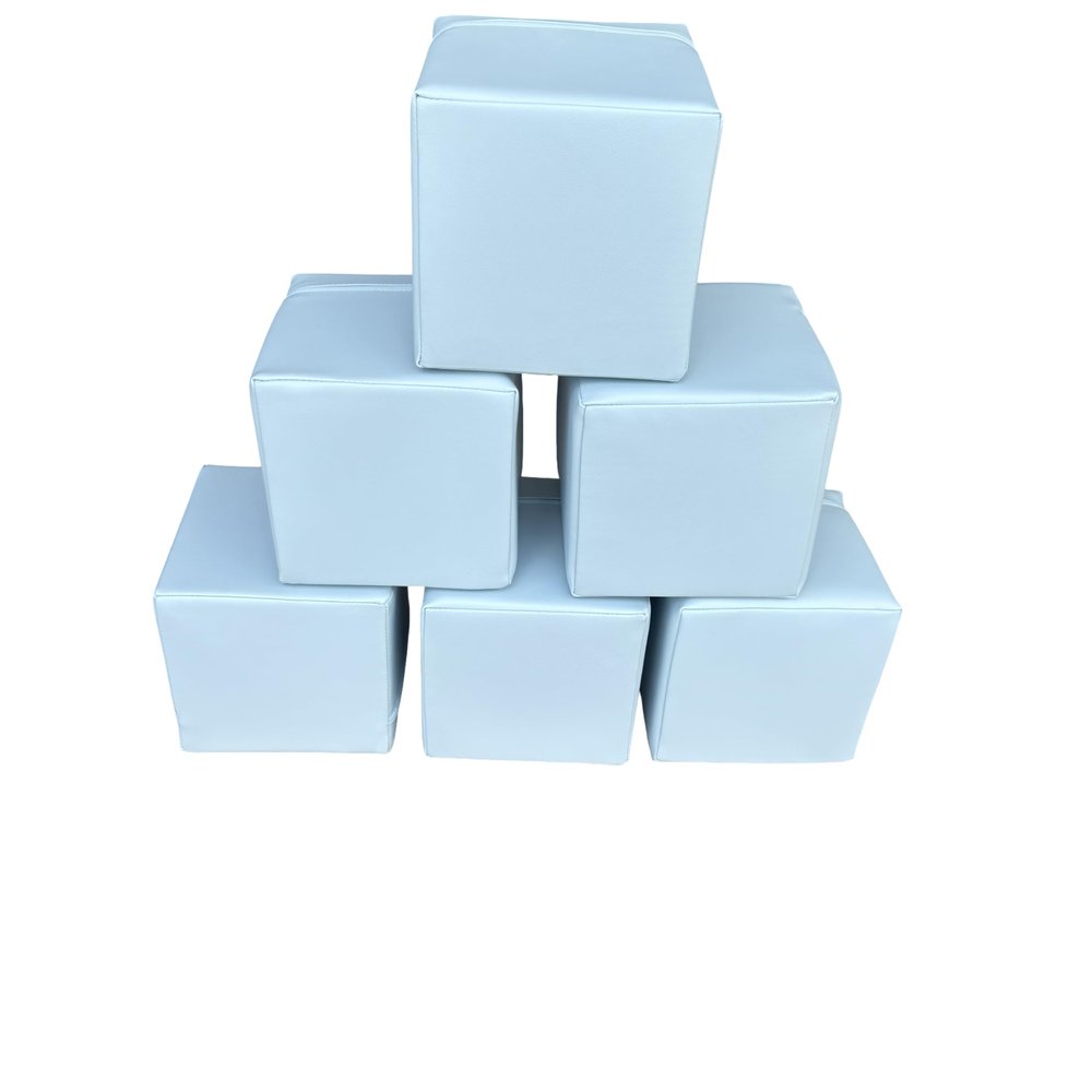 6 Soft Cubes 8'': Educational Soft Play Building Blocks Set for Babies Toddlers and Children Foam Construction Equipment for Indoor and Outdoor Open Play & Learning (Baby Blue)