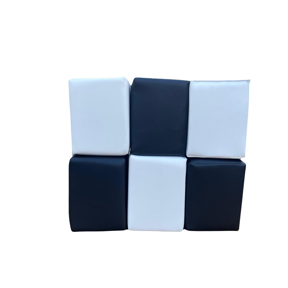 6 Soft Cubes 8'': Educational Soft Play Building Blocks Set for Babies Toddlers and Children Foam Construction Equipment for Indoor and Outdoor Open Play & Learning (Black,White)