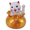 Lucky Fortune Cat, Desktop Decoration Solar Powered Lucky Cat Energy Saving Plastic Happiness Car Decor for Hotels for Car Dashboards (Big Eye Gold) view 3