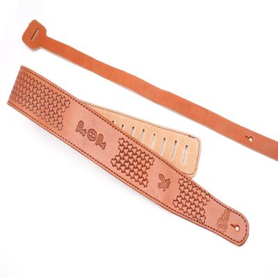 Custom Full Grain Leather Guitar Strap Personalized with name or initials three colors to choose from and over 100 stamps to customize your personalized Guitar Strap (Austin Brown (lighter brown))