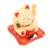 Lucky Fortune Cat, Cute Plastic Swinging Arm Lucky Cat Desktop Decor 3.5in Solar Powered Easy to for Home (Yellow Cat) view 1