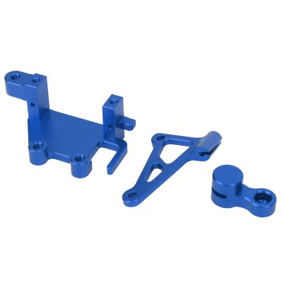CCYLEZ RC Steering Servo Set, High Strength Aluminum Alloy RC Steering Gear Bracket Arm Set Replacement Professional for RC Electric Motorcycle (Blue)