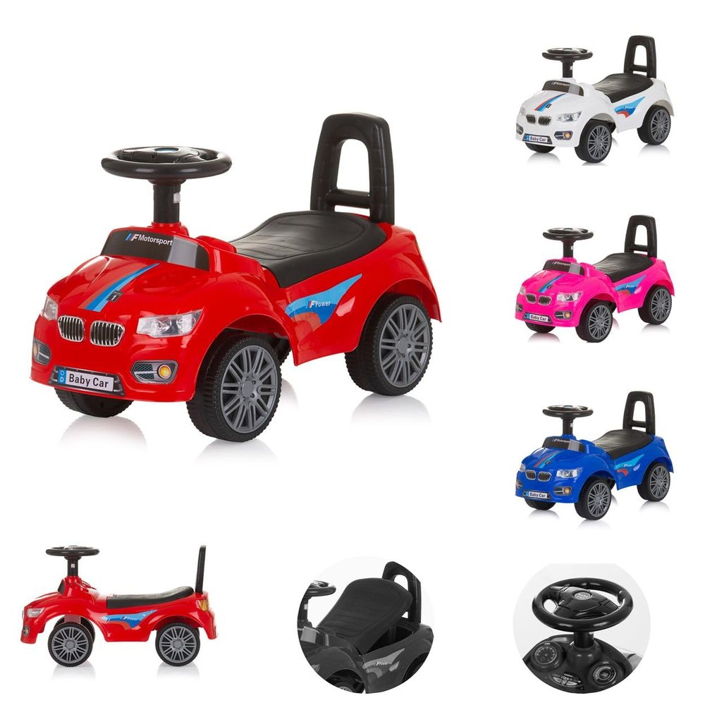Chipolino Children's Sprinter Push Car Storage Space Under Seat Music Horn Backrest, Colour: Red