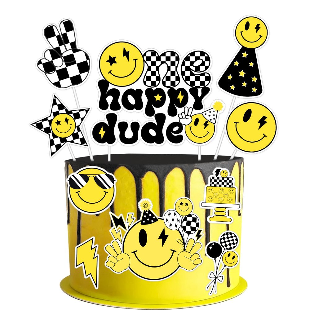 10 Pieces Birthday decorations Party happy face Face cupcake Toppers smile for Boy Girl Wedding Baby Shower Gender Reveal Party Supplies