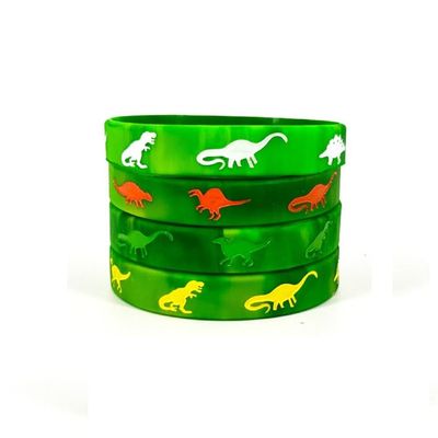 Caiyao 4pcs Dinosaur Bracelets Silicone Rubber Wristbands Wrap Bracelets for Women Men