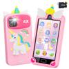 Kids Smart Phone for Girls with 4.0" Large Touchscreen, 32G Card Christmas Birthday Gifts for Age 3-10 Kid Toys Cell Phone with Holographic Pyramid, Toddler Learning Toy, Dual Lens, Music Player(Pink) view 1