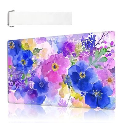 MTG Playmat Size 27.55x15.74in with Storage Bags Portable Playmat TCG and Board Game Mat for Cards Rubber Base Slip-Resistant Mousepad Desk Mat (Watercolor Florals,No with Zone)