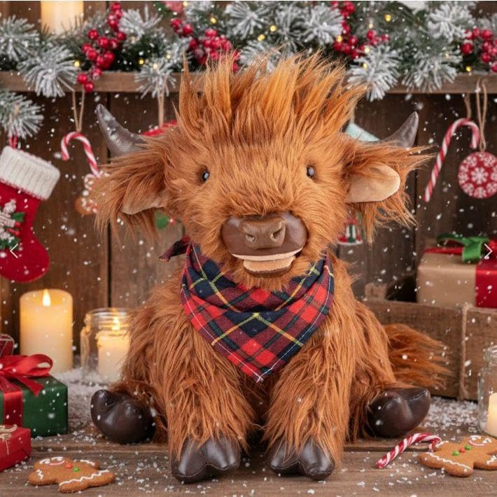Chongker Highland Cow Stuffed Animals Plushie, 18" Weighted Cattle Plush Toys for Decoration Companion Dressing, Plushie Cuddle Pillow Decor Stuffed Cow Gifts