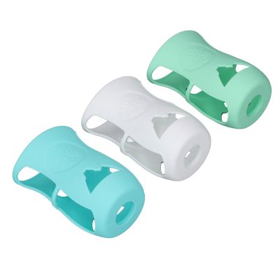 240ml Glass Baby Bottles Silicone Sleeve, Shatter Proof Bottle Cover with Anti Flowing, Insulate Warmers, Cute Design for Glass 8 oz Series, Deformation (White+Light