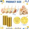 Realspring Hanukkah Gift Set of 200 pcs Hanukkah Coins and 10 pcs Wooden Hanukkah Dreidels Hanukkah Gelt Coins Treasure Hunt Coins Treasure Hunt Game Toy Hanukkah Party Supplies (Gold) view 2