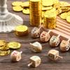 Realspring Hanukkah Gift Set of 200 pcs Hanukkah Coins and 10 pcs Wooden Hanukkah Dreidels Hanukkah Gelt Coins Treasure Hunt Coins Treasure Hunt Game Toy Hanukkah Party Supplies (Gold) view 3