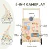 OOOK Wooden Baby Walker with Wheels, Montessori Baby Push Walker, Sit to Stand Walker for Baby Boy 6-12 Months, Toddler Standing Activity Center for Boys and Girls view 2