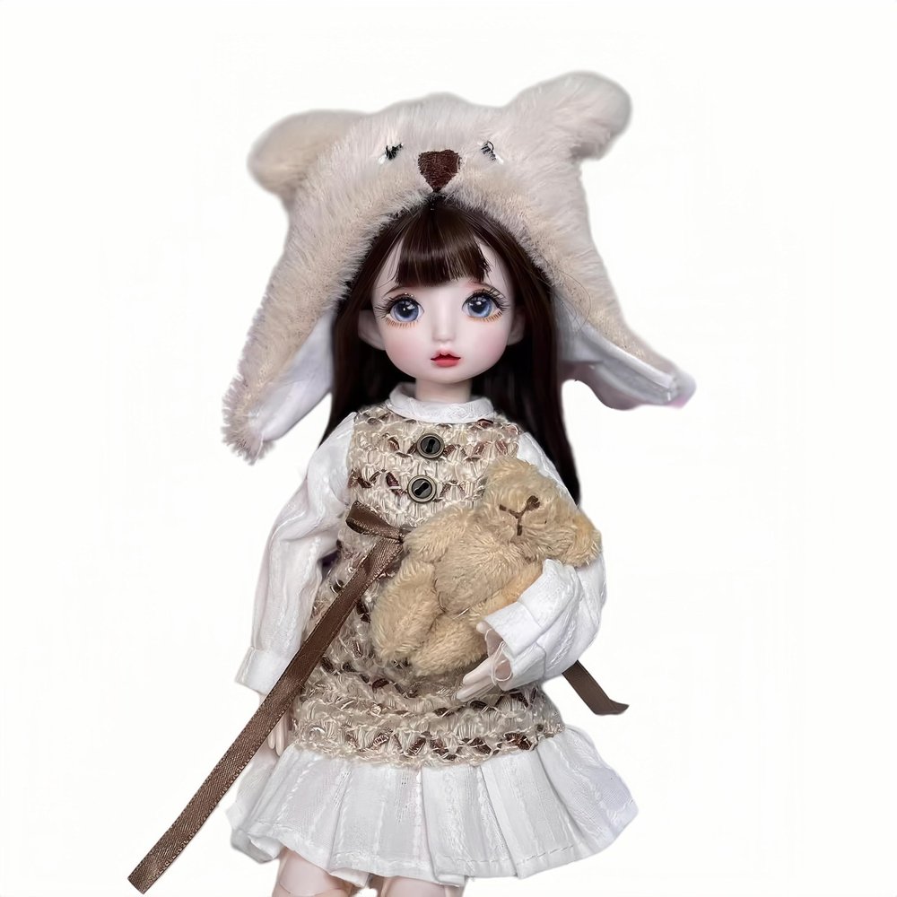 1/6 BJD Doll Kawaii Doll Ball Joint Doll Handmade Makeup Cute 11.8 Inches Collectible Cartoon Dress up Dolls Best Gift (C)