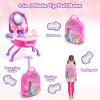 Plintone 4-in-1 Girls Vanity Set, 40 PCS Princess Pretend Makeup Vanity, Kid Vanity with Fashion Accessories, Role Play Makeup Toy for Girls Age 3 4 5, Birthday view 2