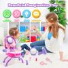 Plintone 4-in-1 Girls Vanity Set, 40 PCS Princess Pretend Makeup Vanity, Kid Vanity with Fashion Accessories, Role Play Makeup Toy for Girls Age 3 4 5, Birthday view 4