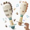 Evoceler Baby Rattles, 2 Pac Dinosaur Rattles & Shaker Toys with Teether, Baby Maracas Sensory Toys for 0+M Babies, Soft Silicone BPA Free, Perfect Size for Grasp, Ideal Baby Boy Girl Toy Gift view 1