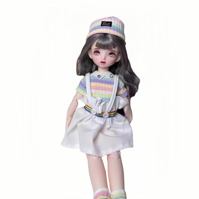 1/6 BJD Doll Kawaii Doll Ball Joint Doll Handmade Makeup Cute 11.8 Inches Collectible Cartoon Dress up Dolls Best Gift (J)