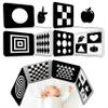 2 PCS Baby Visual Stimulus Cards, Double-Sided High Contrast Black and White Flashcards Sensory Developmental Montessori Cards Set for Newborn Boy Girl Baby Tummy Time (39 X 8) view 1