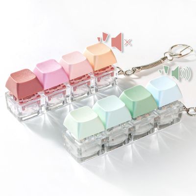 NiXianLinGo Quiet & Loud Keyboard Fidget Toys for Anxiety Stress Relief, Silent Keyboard Clicker Fidget Toy for Office Libirary, 2 PCS Cute Pop Fidget Keychain Accessory for Bags Keys (Pink & Green)