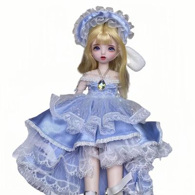 1/6 BJD Doll Kawaii Doll Ball Joint Doll Handmade Makeup Cute 11.8 Inches Collectible Cartoon Dress up Dolls Best Gift (H)