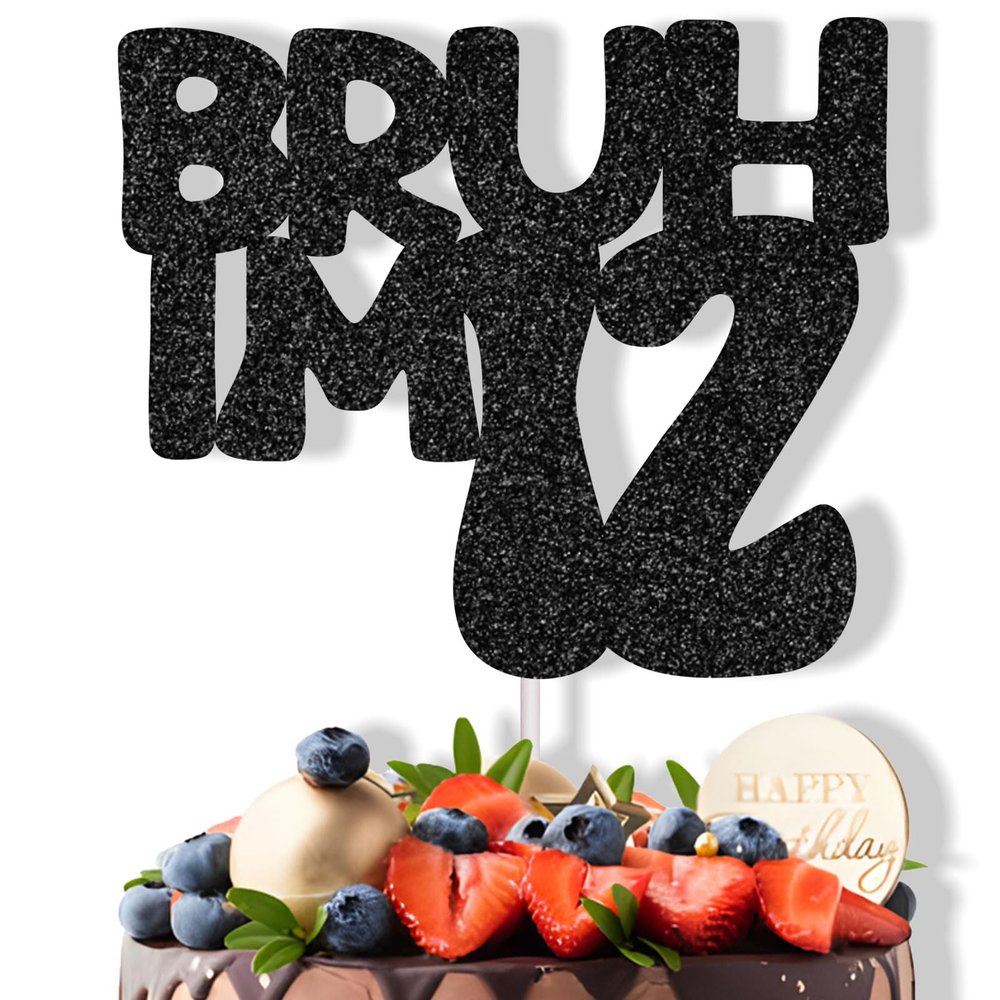 12th Cake Topper for Boys - Bruh I'm 12 Happy Topper, 12th Party Supplies, Teen Cake Decorations(Bruh I,M 12)