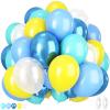 Blue Yellow Balloons, 50 Pcs 12 Inches Yellow Blue Clear Balloon, Teal Blue Metallic Clear Balloon for Girls Boy Cartoon Theme Birthday Baby Shower Wedding Party view 1