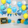 Blue Yellow Balloons, 50 Pcs 12 Inches Yellow Blue Clear Balloon, Teal Blue Metallic Clear Balloon for Girls Boy Cartoon Theme Birthday Baby Shower Wedding Party view 4