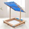 Wood Sandbox with Cover, Sand Box with 2 Bench Seats for Aged 3-8 Years Old, with Adjustable Height Canopy, Sand Pit for Beach Patio Outdoor view 1