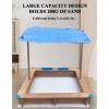 Wood Sandbox with Cover, Sand Box with 2 Bench Seats for Aged 3-8 Years Old, with Adjustable Height Canopy, Sand Pit for Beach Patio Outdoor view 2
