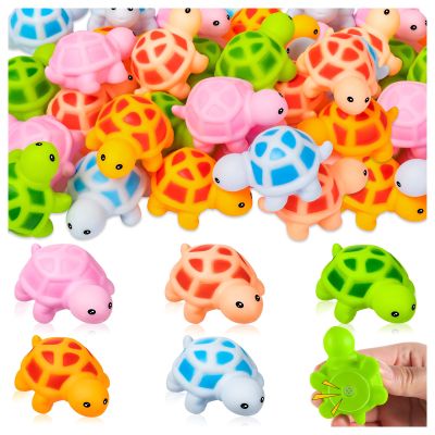 25PCS Mini Rubber Turtle Green Floating Squeaky Sea Turtle Rubber Bath Toy, Cute Screaming Sound Bulk for Bath Shower Swimming Pool Birthday Beach Decor(5 Colors)