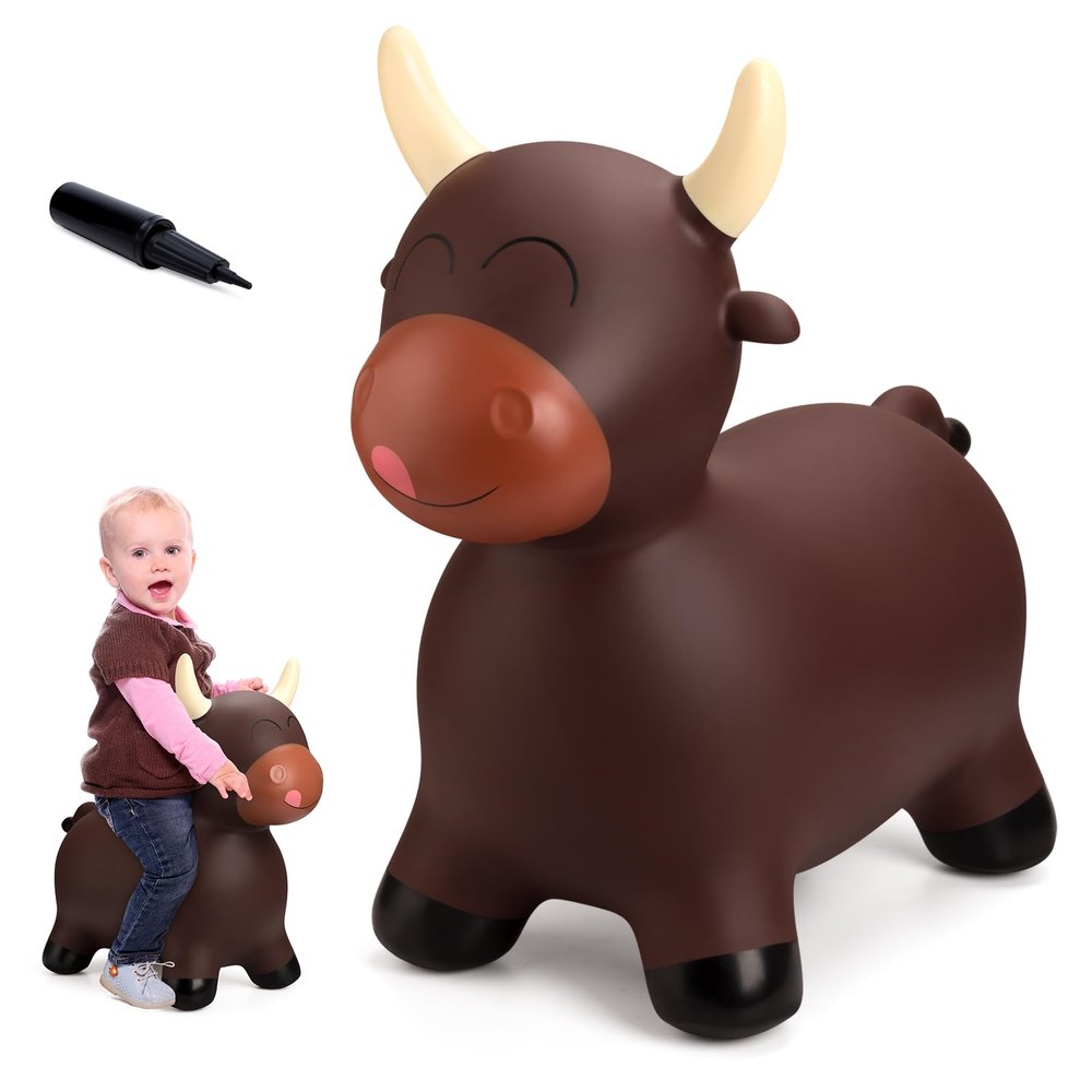 Upper Rider Bouncy Horse Hopper, Inflatable Farm Cow Bouncy Bull, Bounce and Ride on Animal Bouncer for Toddlers, Indoor Outdoor Birthday Gifts for Boys Girls 18 Months 2 3 4 5 6 Years Old