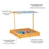 POLGDW Outdoor Wooden Sandboxes with Canopy, Foldable Bench Seats, Anti-Aging Woven Fabric, for Backyard, Beach, Lawn view 3