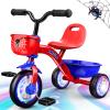 Tricycle for Toddlers 1-3 3-5 Year Olds, Spider Toddler Bike Baby Balance Bike with Colorful Lighting Wheels & Large Basket, Birthday Gift and Toy for 1 2 3 4 5 Year Olds Boys and Girls view 1