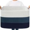Goodpick Storaget Basket, 21.6" x 14.9" x 11.8", Toy Storage Baskets for Bedroom, Large Baskets for Organizing, Rectangle Woven Rope Basket for Blanket Storage, Blue view 1