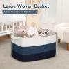 Goodpick Storaget Basket, 21.6" x 14.9" x 11.8", Toy Storage Baskets for Bedroom, Large Baskets for Organizing, Rectangle Woven Rope Basket for Blanket Storage, Blue view 2