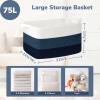 Goodpick Storaget Basket, 21.6" x 14.9" x 11.8", Toy Storage Baskets for Bedroom, Large Baskets for Organizing, Rectangle Woven Rope Basket for Blanket Storage, Blue view 3