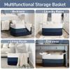 Goodpick Storaget Basket, 21.6" x 14.9" x 11.8", Toy Storage Baskets for Bedroom, Large Baskets for Organizing, Rectangle Woven Rope Basket for Blanket Storage, Blue view 4