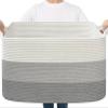 Goodpick Storage Basket, 21.6" x 14.9" x 11.8", Blanket Basket for Living Room, Large Woven Baskets for Storage, Toy Organizer, Rectangle Rope Baskets for Organizing, Gray view 1