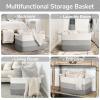 Goodpick Storage Basket, 21.6" x 14.9" x 11.8", Blanket Basket for Living Room, Large Woven Baskets for Storage, Toy Organizer, Rectangle Rope Baskets for Organizing, Gray view 4