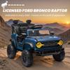 12v Ride On Truck with Remote Control Licensed Ford Bronco Raptor Electric Vehicle for Kids,Toddler Cars to Drive,Sefety Belt,Lockable Door,Slow Start,1.3-2.5 Mph,Bluetooth Music view 2